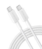 كابل شحن سريع 322 USB نوع C الى بقدرة 60 واط للشحن السريع لاجهزة ماك بوك وايباد برو 2020 وسامسونج جالاكسي وبكسل والمزيد من انكر 6 اقدام 1.8 متر ابيض