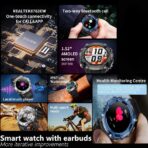 ⁦ساعة Haino Teko الذكية ST-3 مع سماعات بلوتوث مدمجة ومكبر صوت MP3 سعة 4 جيجابايت وشاشة AMOLED مستديرة كبيرة مع شحن لاسلكي .⁩ - الصورة ⁦13⁩