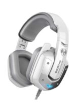 سماعة رأس للألعاب SOMIC G909PRO 7.1 محيطية افتراضية مزودة بمنفذ USB فوق الأذن مع ميكروفون وتحكم في مستوى الصوت ومصباح LED (أبيض)