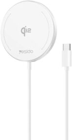 شاحن لاسلكي مغناطيسي سريع DS24 من Next Store، 15 واط، هيكل ألومنيوم، كشف الأجسام الغريبة، شحن آمن وفعال للأجهزة المتوافقة