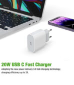 ⁦شاحن USB C سريع 20 واط لآيفون 15/15 برو/15 برو ماكس، شاحن معتمد من أبل وكابل من النوع C إلى C 3.3 قدم لآيباد برو/إير/ميني، محول شاحن حائط سريع USB C⁩ - الصورة ⁦2⁩