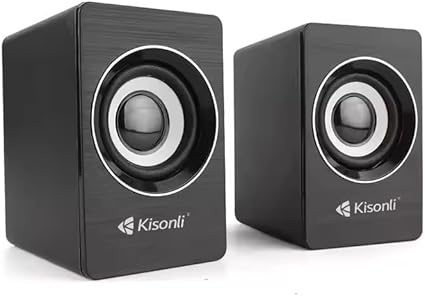 نظام مكبر صوت A-707 مع منفذ USB وصوت ستيريو 2.0 قناة وقدرة 3 وات × 2 وتصميم صغير للاب توب/الكمبيوتر المكتبي/ام بي 3/ام بي 4 من كيسونلي، أسود