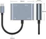 ⁦محول الكتروني 4 في 1 من زيرو نوع سي الى PD + HDTV + VGA + USB 3.0 - دقة عالية 4K⁩ - الصورة ⁦2⁩