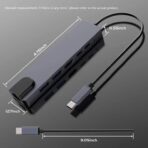 ⁦محول 6 في 1 نوع سي الى HDTV مع شبكة محلية LAN وUSB ومنفذين من النوع C - مع دعم 4K من زيرو - فضي⁩ - الصورة ⁦3⁩