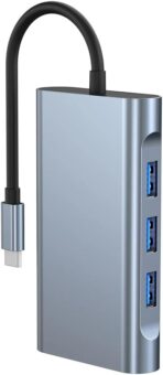 ⁦محول ZERO 10IN1 تايب سي إلى HDTV بدقة 4K مع LAN وVGA وصوت وUSB3.0×3 وفتحات SD وTF - رمادي⁩ - الصورة ⁦2⁩