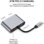 ⁦محول الكتروني 4 في 1 من زيرو نوع سي الى PD + HDTV + VGA + USB 3.0 - دقة عالية 4K⁩ - الصورة ⁦3⁩