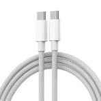 Appleكابل شحن PD نوع USB C الي النوع C بطول 1 متر بقوة 60 وات لهاتف ايفون 15 / 16 و جميع الهواتف الداعمة تايب سي- أبيض