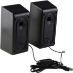 ⁦مكبر صوت سلكي لكمبيوتر كيسونلي متعدد الوسائط بقدرة 6 وات (3 وات× قناة ستيريو 2.0) وإضاءة ار جي بي ديناميكية ومنفذ USB 2.0+ مقبس صوت 3.5 ملم- للألعاب والموسيقى واللاب توب والموبايل| لون أسود (X30)⁩ - الصورة ⁦2⁩