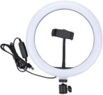 ⁦إضاءة حلقية محمولة بتقنية LED مقاس 10 بوصات (26 سم) للتصوير الذاتي، مناسبة للكاميرا والهاتف وتطبيقات تيك توك ويوتيوب. إضاءة مكياج حلقية قابلة للطي وخفيفة الوزن. طولها 7 أقدام. مزودة بثلاثة أوضاع إضاءة LED.⁩ - الصورة ⁦3⁩