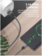 ⁦كابل ميكرو USB للموبايل يتميز بشحن سريع بقوة 2.4 امبير وبطول 1 متر منCOVO -رمادي - موديل c50v، لهاتف ذكي⁩ - الصورة ⁦2⁩