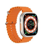 ⁦ساعة ذكية سمارت ووتش الترا 2 بشاشة عرض كاملة أنفينيت (1.99)، شحن لاسلكي، متوافقة مع جوالات ايفون واندرويد، سوار سيليكون (برتقالي)⁩ - الصورة ⁦2⁩