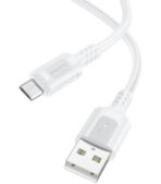 ⁦كابل بيانات فيليز BX111 للشحن USB إلى مايكرو USB 2.4 أمبير من بوروفون، طول 1 متر، أبيض⁩ - الصورة ⁦2⁩