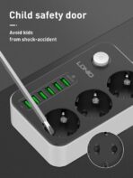 ⁦مشترك كهرباء 3 مقابس و6 منافذ USB من اتش دي بلس، موديل SE3631، لون أسود⁩ - الصورة ⁦3⁩