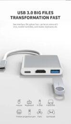 ⁦محول نوعType-C 3X1 من زيرو يدعم HDMI وUSB 3.0 مع بي دي - اتصال فائق السرعة بدقة 4K - فضي⁩ - الصورة ⁦8⁩