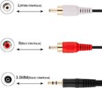 ⁦كابل صوت ستيريو ذكر 3.5 ملم الى 2RCA يمين ويسار 2RCA×1 من زونيك Z1131 اسود - 130 سم هاتف ذكي حاسوب لوحي مشغل الموسيقى مكبر⁩ - الصورة ⁦5⁩