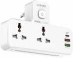 ⁦وصلة كهربائية محمولة SC2311 من لدنيو مع 2 مقبس، طاقة تيار متردد و3 منافذ USB، بقوة 2500 واط وضوء ليلي - لون أبيض⁩ - الصورة ⁦6⁩