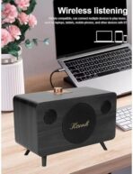 ⁦مكبر صوت خشبي كلاسيكي للموسيقى من كيسونلي - مكبر صوت ريترو محمول 20 وات مع بطاقة تي اف وتشغيل USB وAUX G103 - لون أسود⁩ - الصورة ⁦9⁩