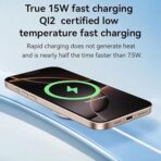 ⁦شاحن لاسلكي مغناطيسي سريع DS24 من Next Store، 15 واط، هيكل ألومنيوم، كشف الأجسام الغريبة، شحن آمن وفعال للأجهزة المتوافقة⁩ - الصورة ⁦8⁩