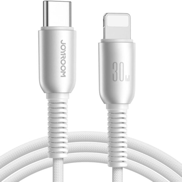 كابل بيانات للشحن السريع بقدرة 30 وات من النوع سي إلى لايتنينج من جوي رووم، بطول 1.2 متر، سلسلة متطورة S-A51، لون رمادي فاتح