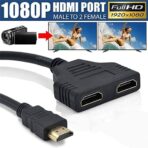 ⁦موزع كابل HDMI من طرف ذكر إلى 2 أنثى للشاشات المزدوجة، مناسب لتفعيل شاشة مزدوجة/انعكاس (1 مدخل 2 مخرج)، يناسب لشاشات HDMI HD/LCD/LED يدعم اثنين من التليفزيونات في وقتٍ واحد⁩ - الصورة ⁦4⁩