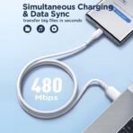 ⁦جوي رووم كابل بيانات للشحن السريع SA26-AC3 من سلسلة الشحن 100 واط USB-A الى نوع C طول 1 متر ابيض لمحول⁩ - الصورة ⁦2⁩