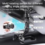 ⁦يسيدو حامل موبايل عالمي متعدد الزوايا قابل للتعديل لمراة الرؤية الخلفية C192 (اسود)⁩ - الصورة ⁦2⁩