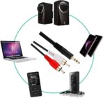 ⁦كابل صوت ستيريو ذكر 3.5 ملم الى 2RCA يمين ويسار 2RCA×1 من زونيك Z1131 اسود - 130 سم هاتف ذكي حاسوب لوحي مشغل الموسيقى مكبر⁩ - الصورة ⁦2⁩