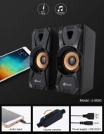 ⁦سماعات كمبيوتر بقناة صوت 2.0 مع مدخل USB بجهد 5 فولت و3.5 ملم - طاقة 6 وات وصوت نقي، سماعات بتصميم أنيق، U-9003⁩ - الصورة ⁦3⁩