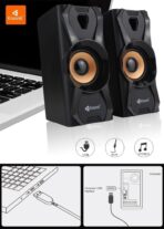 ⁦سماعات كمبيوتر بقناة صوت 2.0 مع مدخل USB بجهد 5 فولت و3.5 ملم - طاقة 6 وات وصوت نقي، سماعات بتصميم أنيق، U-9003⁩ - الصورة ⁦2⁩