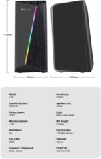 ⁦مكبر صوت سلكي لكمبيوتر كيسونلي متعدد الوسائط بقدرة 6 وات (3 وات× قناة ستيريو 2.0) وإضاءة ار جي بي ديناميكية ومنفذ USB 2.0+ مقبس صوت 3.5 ملم- للألعاب والموسيقى واللاب توب والموبايل| لون أسود (X30)⁩ - الصورة ⁦3⁩