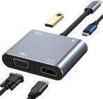 محول الكتروني 4 في 1 من زيرو نوع سي الى PD + HDTV + VGA + USB 3.0 - دقة عالية 4K