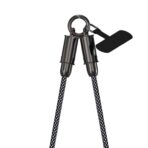 ⁦كابل USB "30 سم" نوع C/نوع لايتنينج (لشاحن سريع للهاتف المحمول) متعدد الوظائف (اسود وابيض)⁩ - الصورة ⁦4⁩