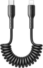 كابل بيانات للشحن السريع للسيارة SA38-CL3 من سلسلة ايزي ترافل جوي رووم 30 واط ملفوف نوع سي إلى لايتنينج بطول 1.5 متر أسود