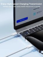 ⁦كابل بيانات مضفر من جوي روم S-A45 سلسلة بن 60 واط للشحن السريع النوع سي الى نوع طول 1 متر ابيض لهاتف ذكي⁩ - الصورة ⁦4⁩