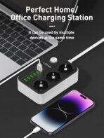 ⁦مشترك كهرباء 3 مقابس و6 منافذ USB من اتش دي بلس، موديل SE3631، لون أسود⁩ - الصورة ⁦4⁩