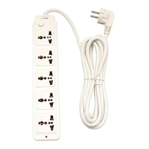 مشترك كهربائي 5 منافذ من جيجاماكس MTS-1105 - ابيض .