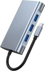 ⁦محول ZERO 10IN1 تايب سي إلى HDTV بدقة 4K مع LAN وVGA وصوت وUSB3.0×3 وفتحات SD وTF - رمادي⁩ - الصورة ⁦4⁩