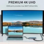 ⁦محول زيرو 11 في 1 نوع سي الى HDTV + 4 في جي ايه + USB + قارئ SD + منفذ صوت + شبكة محلية LAN - دقة 4K⁩ - الصورة ⁦5⁩