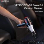 ⁦مكنسة كهربائية صغيرة لاسلكية محمولة باليد للمنزل والسيارة والمكتب عالية الطاقة بقوة شفط 4500 باسكال من يسيدو، VC03، أسود⁩ - الصورة ⁦6⁩