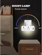 ⁦وصلة كهربائية محمولة SC2311 من لدنيو مع 2 مقبس، طاقة تيار متردد و3 منافذ USB، بقوة 2500 واط وضوء ليلي - لون أبيض⁩ - الصورة ⁦3⁩