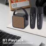 ⁦سماعة كاريوكي محمولة من كيسونيلي موديل G23 – مكبر صوت ميني مع ميكروفونين – صوت قوي 5 واط – بطارية تدوم حتى 8 ساعات – لون أسود⁩ - الصورة ⁦2⁩