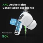 ⁦سماعات ايربودز برو 2  بلوتوث مع حافظة شحن لاسلكية بخاصية الغاء الضوضاء النشطة (ابيض، لاسلكية حقيقية)⁩ - الصورة ⁦5⁩