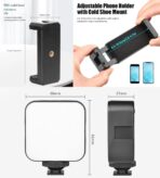 ⁦مجموعة جهاز فيديو 5 في 1 PK-777 - مثبت يو ريج للهواتف الذكية مع ضوء LED وميكروفون قلبي ومقبض ثلاثي القوائم وجهاز تحكم عن بعد بلوتوث - لليوتيوب وتيك توك ومدونات الفيديو وصناعة الافلام⁩ - الصورة ⁦5⁩