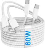 ⁦Appleكابل شحن PD نوع USB C الي النوع C بطول 1 متر بقوة 60 وات لهاتف ايفون 15 / 16 و جميع الهواتف الداعمة تايب سي- أبيض⁩ - الصورة ⁦4⁩