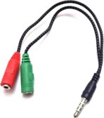 محوّل مقسم الصوت  2 × 3.5 ملم انثى قطبان الى 1 3.5 ذكر جاك 4 اقطاب للموبايل وPS متعدد الألوان