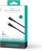 ⁦كابل بيانات للشحن السريع من جوي روم سلسلة ستاري، نوع سي إلى لايتنينج، 30 وات، بطول 1 متر - بلون أسود، موديل Sa32 - Cl3⁩ - الصورة ⁦2⁩