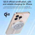 ⁦شاحن لاسلكي مغناطيسي سريع DS24 من Next Store، 15 واط، هيكل ألومنيوم، كشف الأجسام الغريبة، شحن آمن وفعال للأجهزة المتوافقة⁩ - الصورة ⁦6⁩