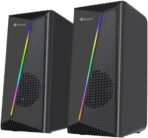 ⁦مكبر صوت سلكي لكمبيوتر كيسونلي متعدد الوسائط بقدرة 6 وات (3 وات× قناة ستيريو 2.0) وإضاءة ار جي بي ديناميكية ومنفذ USB 2.0+ مقبس صوت 3.5 ملم- للألعاب والموسيقى واللاب توب والموبايل| لون أسود (X30)⁩ - الصورة ⁦5⁩