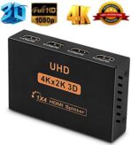 ⁦موزع بمنفذ HDMI 1.4 V1.4 الترا اتش دي، 4 اتجاهات، بدقة فائقة الدقة اتش دي سي بي 4K/2K، موزع 1x4 HDMI⁩ - الصورة ⁦7⁩