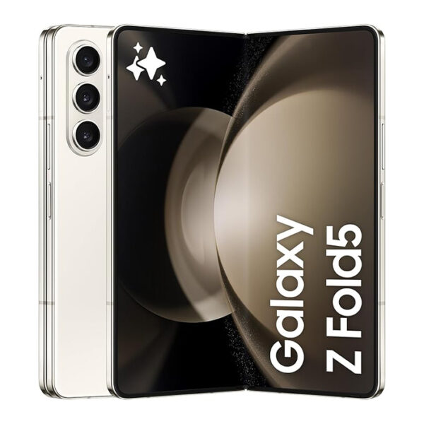 موبايل سامسونج جالاكسي Z فولد 5 قابل للطي ذكي يعمل بنظام اندرويد ذاكرة رام 12 جيجابايت تخزين 512 عمر بطارية ممتد كاميرا عالية الدقة كريمي نسخة الإمارات العربية بشريحتين